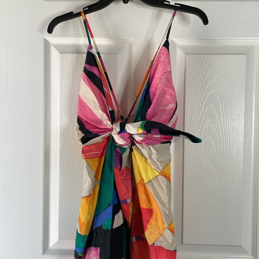 NWT Mara Hoffman abstract print Lolita tie front maxi dress - Picture 2 of 7